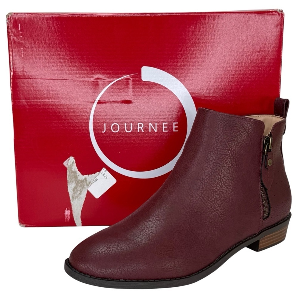 Journee Collection Ellis Wine Faux Leather Womens Shooties Size 8.5M - Picture 12 of 12